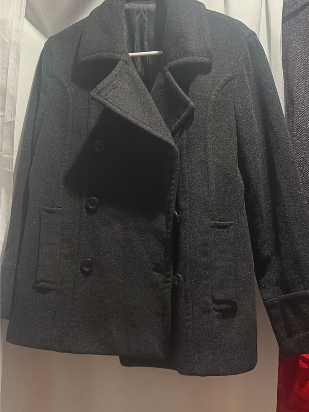 Women’s Black Wool Peacoat - Classic Double-Breasted Jacket